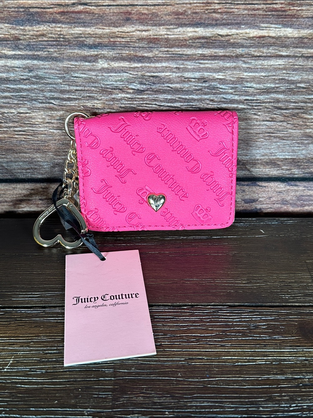 NWT! Juicy Couture Not your Babe Card Case & Key Fab in Pink Flash!